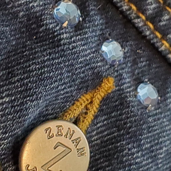 Zenan Jeans Denim Bling Studded Embellished Jacket - Picture 6 of 16